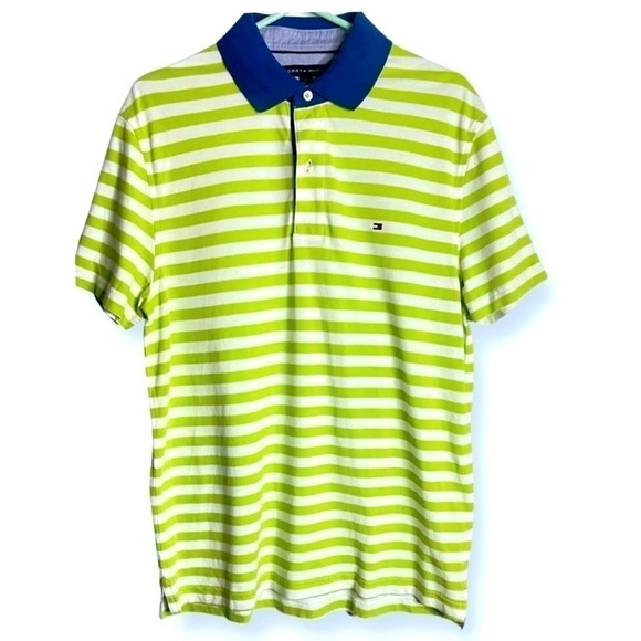 Tommy Hilfiger Men's Short Sleeve Cotton Striped Polo Shirt Classic Fit Size M - Picture 1 of 4